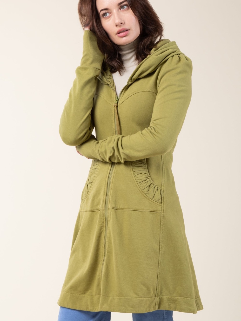 Prairie Underground Long Cloak Hoodie in Fern Green size small